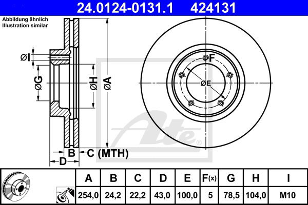 Bremsscheibe Vorderachse ATE 24.0124-0131.1