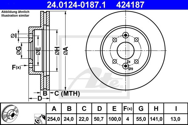 Bremsscheibe Vorderachse ATE 24.0124-0187.1