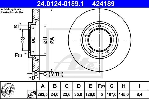 Bremsscheibe Vorderachse ATE 24.0124-0189.1