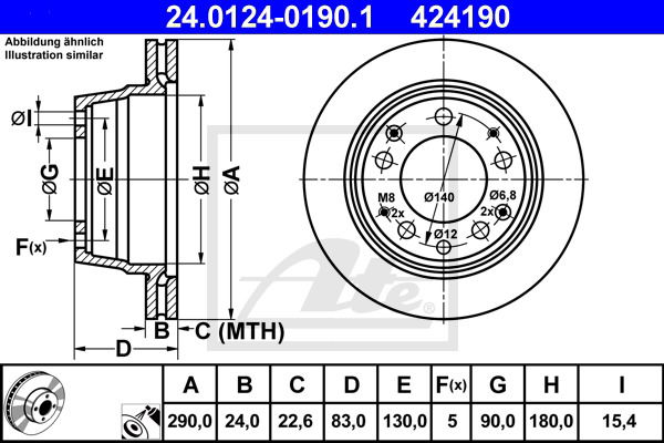 Bremsscheibe Hinterachse ATE 24.0124-0190.1