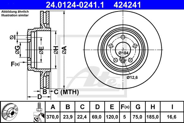 Bremsscheibe Hinterachse ATE 24.0124-0241.1