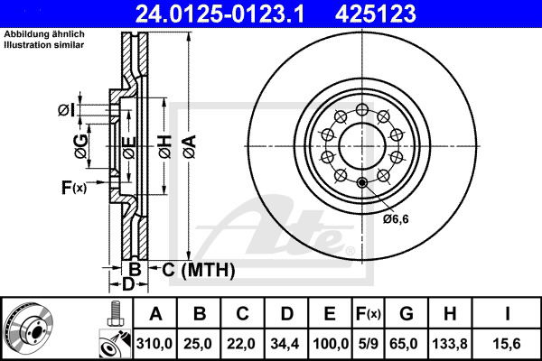 Bremsscheibe Vorderachse ATE 24.0125-0123.1