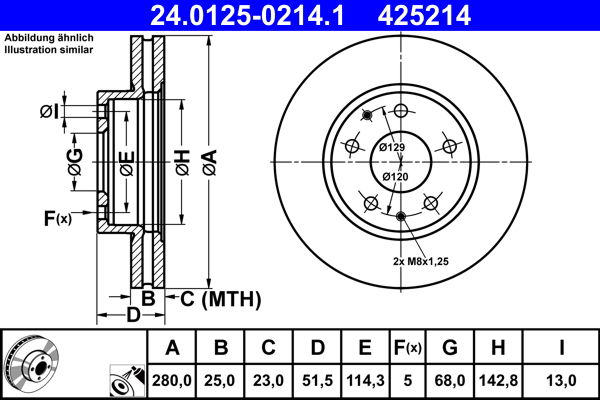 Bremsscheibe Vorderachse ATE 24.0125-0214.1