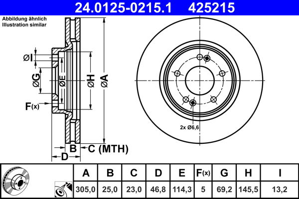 Bremsscheibe Vorderachse ATE 24.0125-0215.1