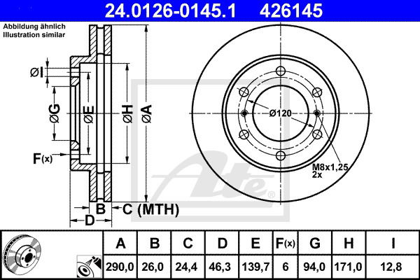 Bremsscheibe Vorderachse ATE 24.0126-0145.1