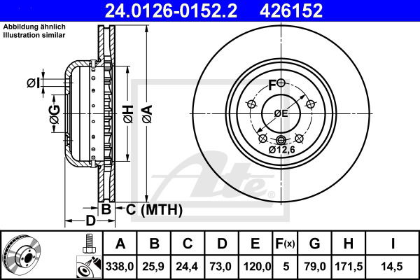 Bremsscheibe Vorderachse ATE 24.0126-0152.2