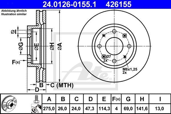 Bremsscheibe Vorderachse ATE 24.0126-0155.1