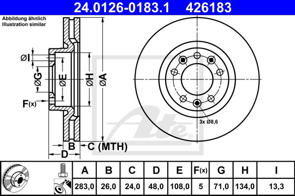 Bremsscheibe Vorderachse ATE 24.0126-0183.1