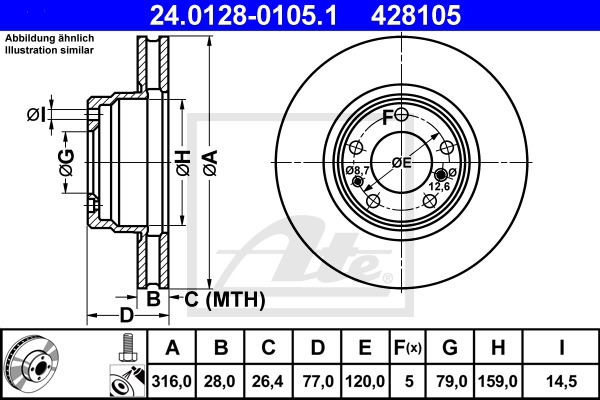 Bremsscheibe Vorderachse ATE 24.0128-0105.1