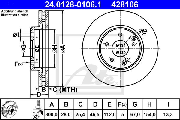 Bremsscheibe Vorderachse ATE 24.0128-0106.1