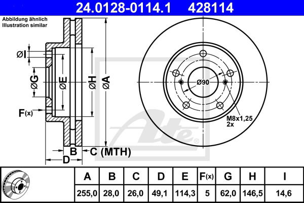 Bremsscheibe Vorderachse ATE 24.0128-0114.1