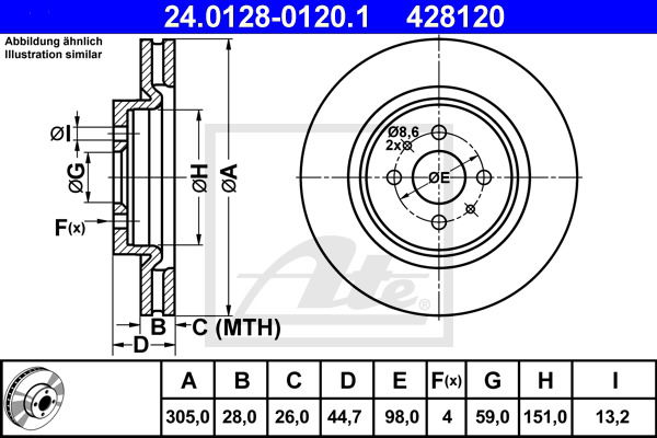 Bremsscheibe Vorderachse ATE 24.0128-0120.1