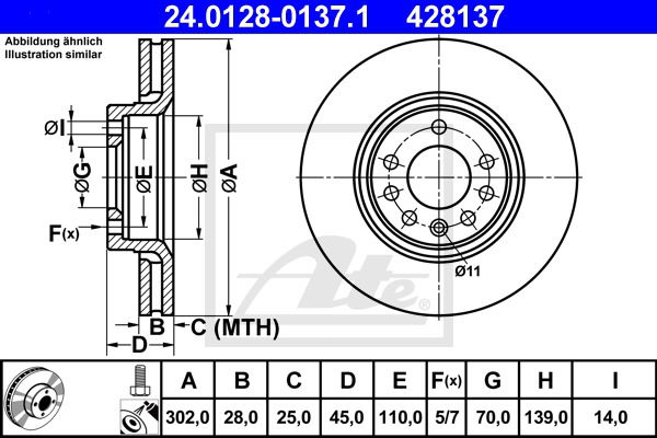 Bremsscheibe Vorderachse ATE 24.0128-0137.1