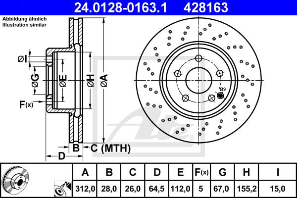 Bremsscheibe Vorderachse ATE 24.0128-0163.1