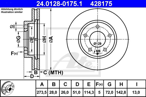 Bremsscheibe Vorderachse ATE 24.0128-0175.1