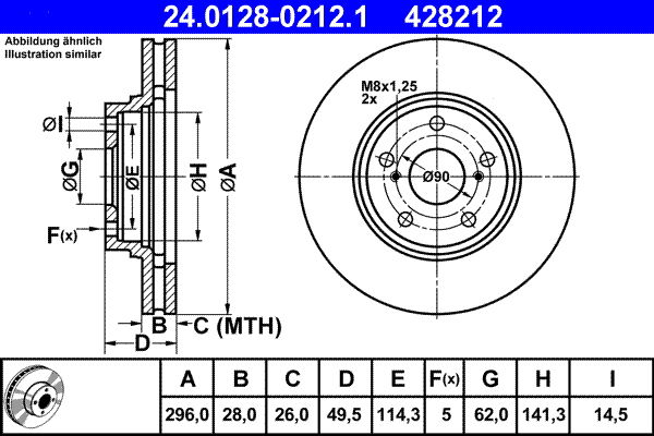 Bremsscheibe Vorderachse ATE 24.0128-0212.1