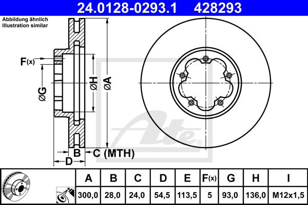 Bremsscheibe Vorderachse ATE 24.0128-0293.1