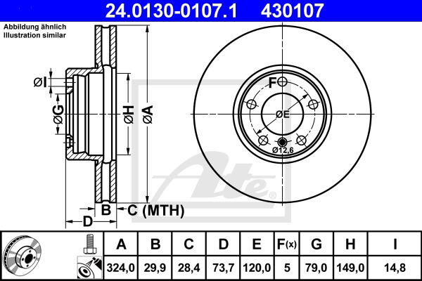 Bremsscheibe Vorderachse ATE 24.0130-0107.1