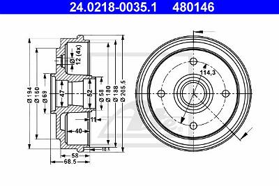 Bremstrommel Hinterachse ATE 24.0218-0035.1