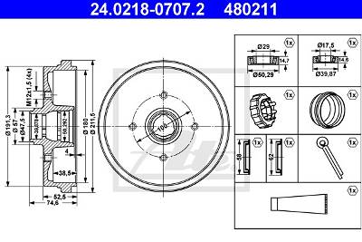 Bremstrommel Hinterachse ATE 24.0218-0707.2