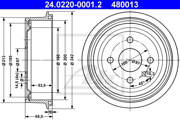 Bremstrommel Hinterachse ATE 24.0220-0001.2