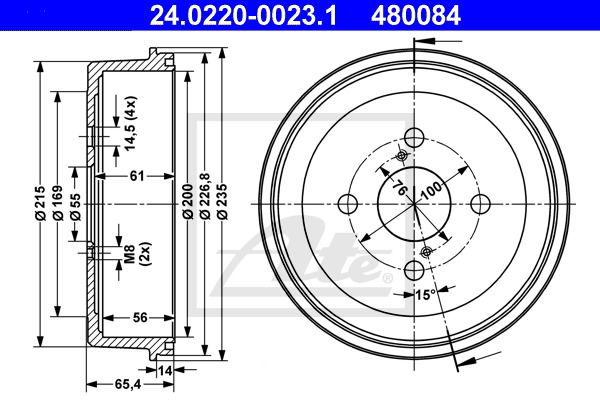 Bremstrommel Hinterachse ATE 24.0220-0023.1