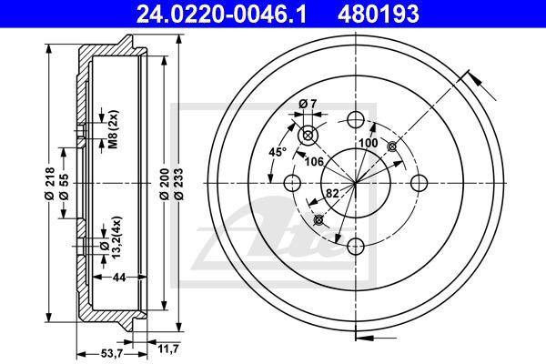 Bremstrommel Hinterachse ATE 24.0220-0046.1