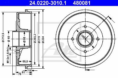 Bremstrommel Hinterachse ATE 24.0220-3010.1