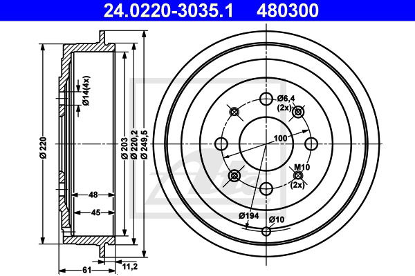 Bremstrommel Hinterachse ATE 24.0220-3035.1