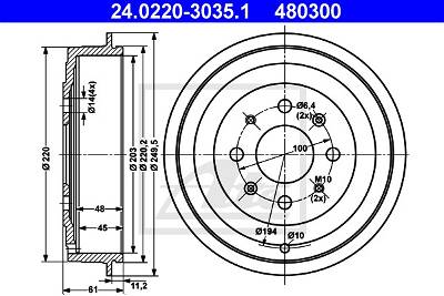 Bremstrommel Hinterachse ATE 24.0220-3035.1