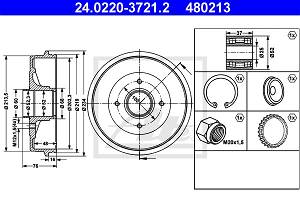 Bremstrommel Hinterachse ATE 24.0220-3721.2
