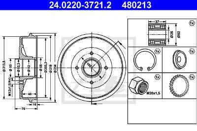 Bremstrommel Hinterachse ATE 24.0220-3721.2