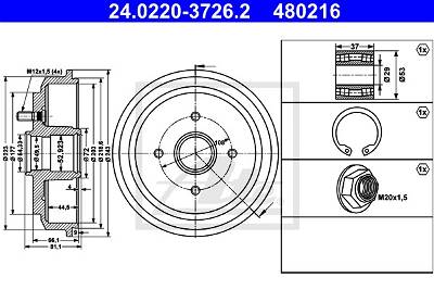 Bremstrommel Hinterachse ATE 24.0220-3726.2