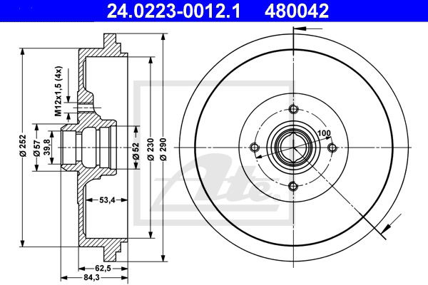 Bremstrommel Hinterachse ATE 24.0223-0012.1