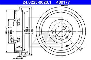 Bremstrommel Hinterachse ATE 24.0223-0020.1