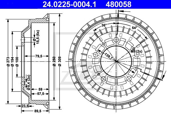 Bremstrommel Hinterachse ATE 24.0225-0004.1