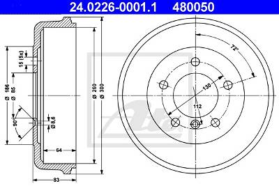 Bremstrommel Hinterachse ATE 24.0226-0001.1