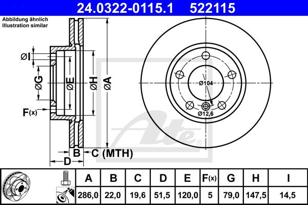 Bremsscheibe Vorderachse ATE 24.0322-0115.1