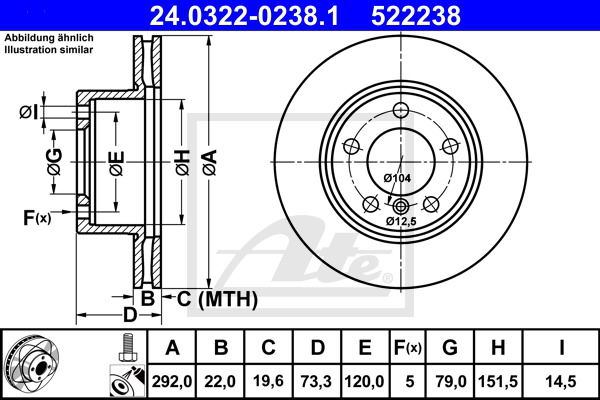 Bremsscheibe Vorderachse ATE 24.0322-0238.1