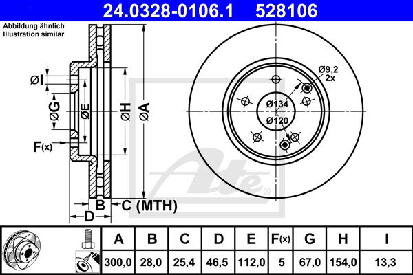 Bremsscheibe Vorderachse ATE 24.0328-0106.1