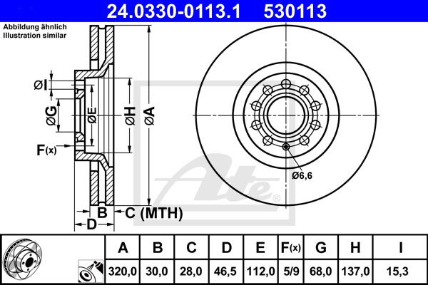 Bremsscheibe Vorderachse ATE 24.0330-0113.1