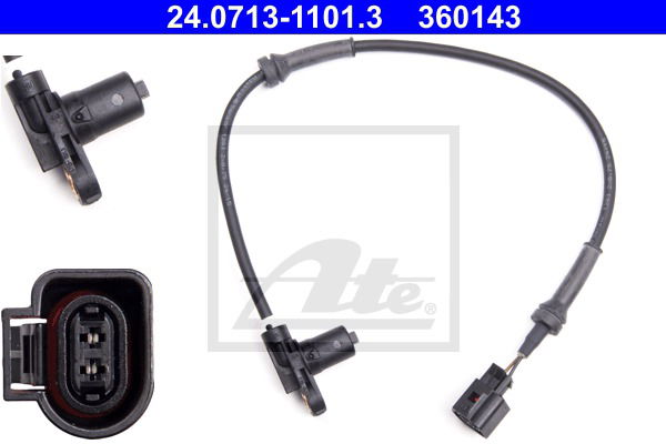 Sensor, Raddrehzahl Vorderachse ATE 24.0713-1101.3