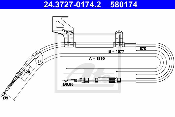 Seilzug, Feststellbremse hinten links ATE 24.3727-0174.2