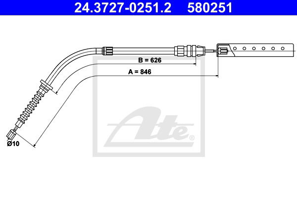 Seilzug, Feststellbremse hinten links ATE 24.3727-0251.2