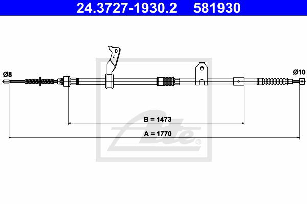 Seilzug, Feststellbremse hinten links ATE 24.3727-1930.2
