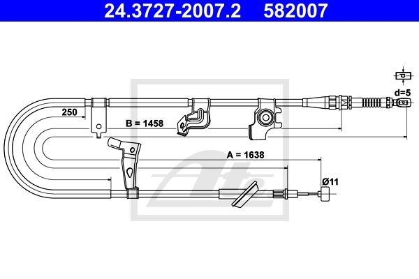 Seilzug, Feststellbremse hinten links ATE 24.3727-2007.2