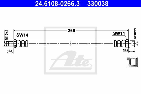 Bremsschlauch Vorderachse ATE 24.5108-0266.3