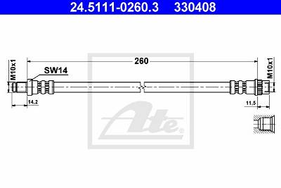 Bremsschlauch Hinterachse ATE 24.5111-0260.3