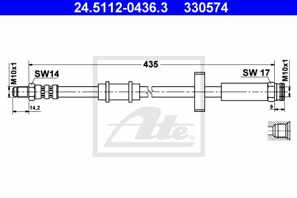 Bremsschlauch Vorderachse ATE 24.5112-0436.3