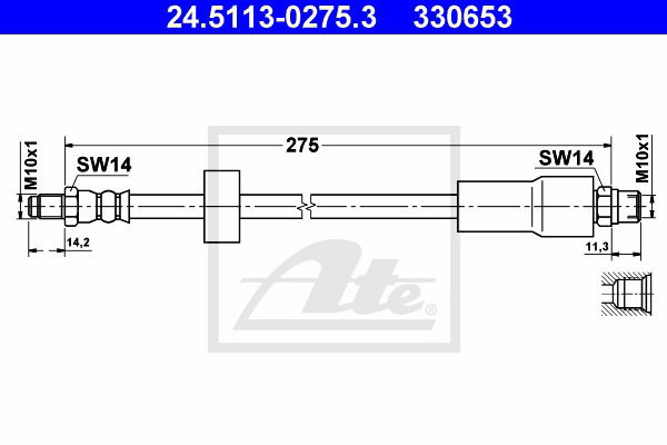 Bremsschlauch Hinterachse am Bremssattel ATE 24.5113-0275.3